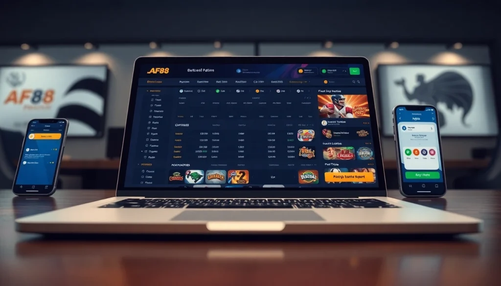 Online betting experience on AF88 platform showcasing sports and casino games.