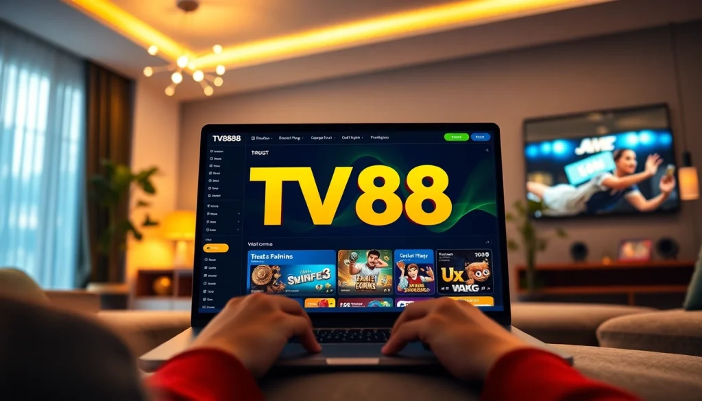 Engaging TV88 online gambling platform interface showcasing user-friendly design and diverse gaming options.