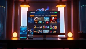 AF88 online gambling platform interface on smartphone and desktop showcasing vibrant games and user-friendly design.