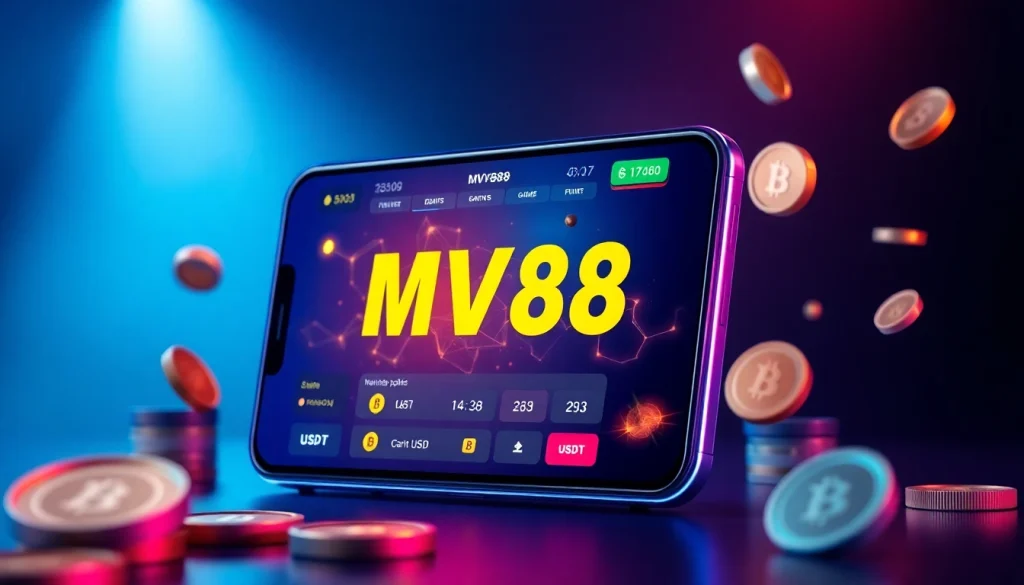 MV88 online betting platform interface promoting safe USDT transactions and vibrant offers.