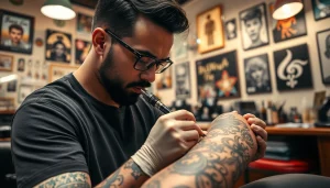 Capture the artistry of Jairoramirezart.com featuring a tattoo artist crafting intricate designs.