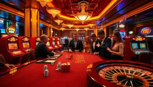 Experience thrilling gaming at OK365LV.COM with players enjoying poker and slot machines.