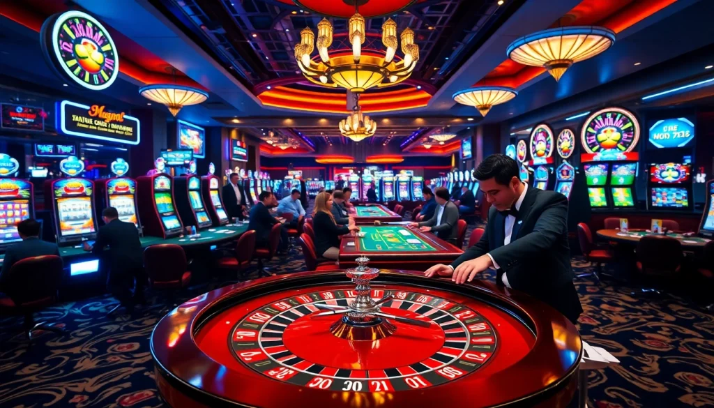 Experience the thrill of 789bet link mới with vibrant casino tables and lively gamblers.