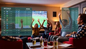 Group enjoying sportsbooks in Nova Scotia during a live sports event cheering together