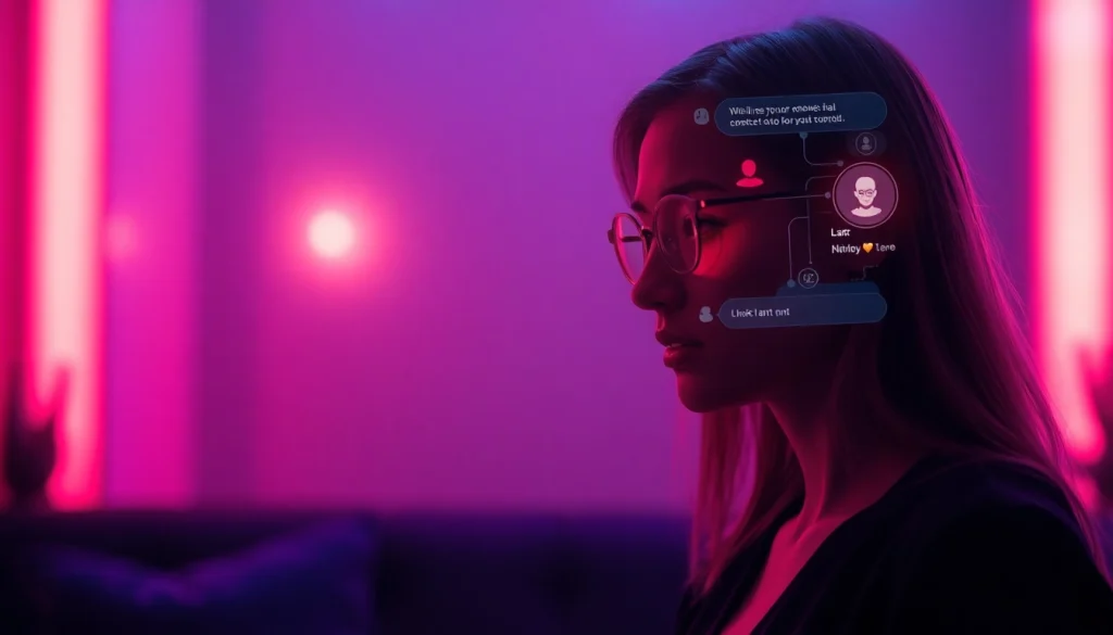 Engaging chat interface illustrating sexting AI interaction with a futuristic character.