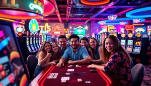 Engaging view of players enjoying games at the best online casino Canada with vibrant lighting.