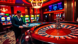 Engage in thrilling casino games with https://kjc.football/ as vibrant poker chips and a roulette wheel create excitement.