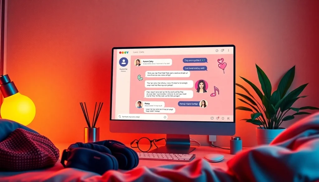 Vibrant sex chat interface inviting adults to engage in lively conversations.