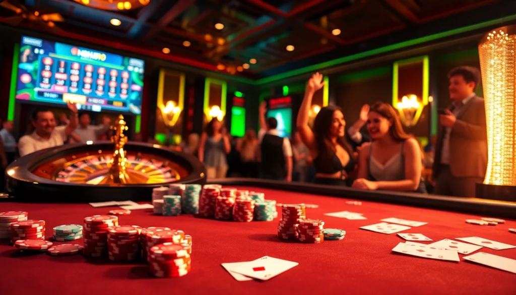 Experience thrilling gameplay at nohu90 com with vibrant casino tables and excited players.