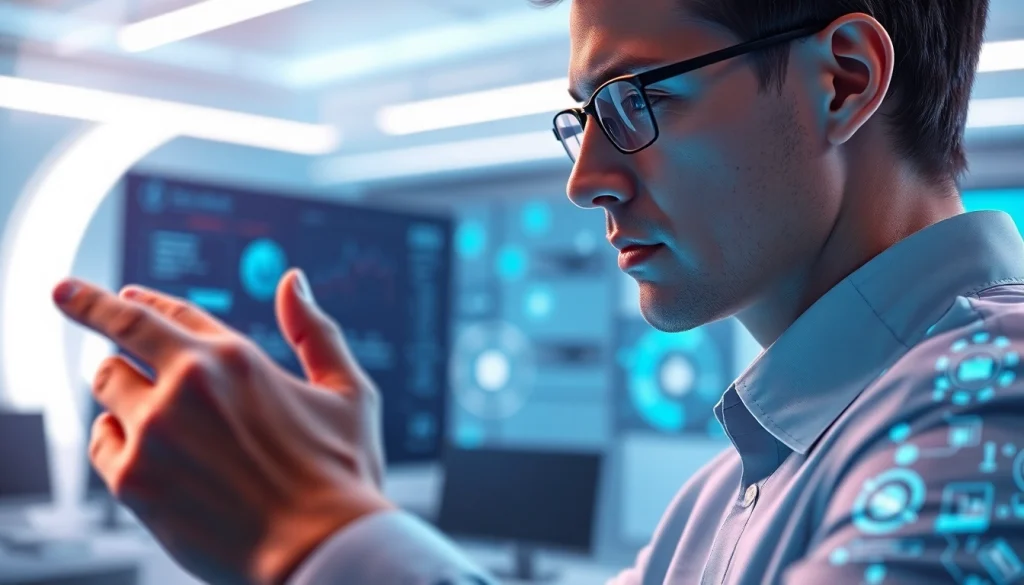 Engaging human interface with AI showcasing seamless interaction between user and technology.