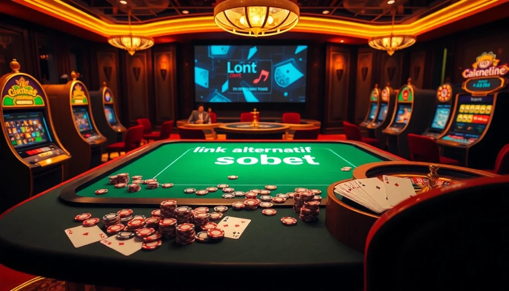 Experience the thrill of betting with link alternatif sbobet and vibrant casino visuals showcasing gambling excitement.