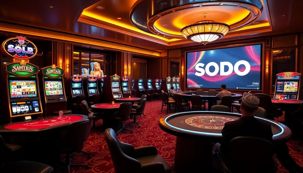 SODO casino scene featuring vibrant slot machines and engaging poker gameplay.