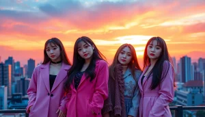 Vibrant portrayal of blackpink members in an urban setting with unique styles.
