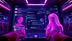 Immersive NSFW AI chat interface showcasing digital characters in vibrant colors.