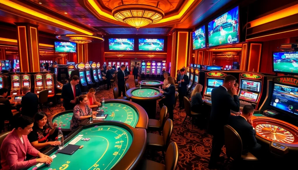 Experience exciting gambling activities at vaoluoitv with luxurious casino visuals and vibrant celebrations.