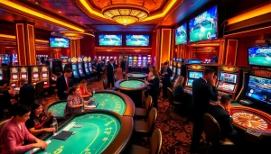 Experience exciting gambling activities at vaoluoitv with luxurious casino visuals and vibrant celebrations.