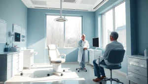 現代的な医療環境で医師と患者の対話を強調した包茎手術 おすすめクリニックの診察風景