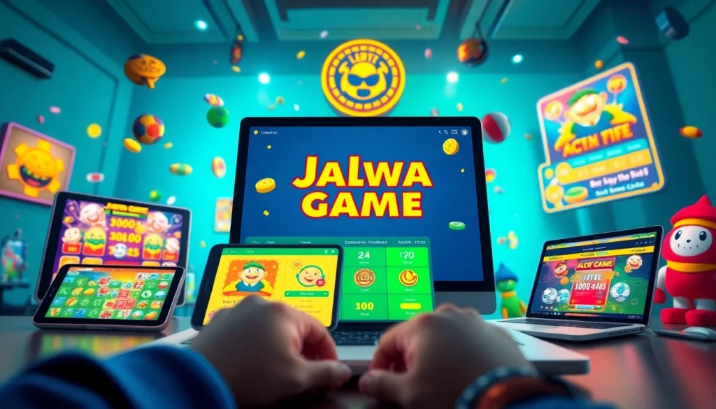 Exciting scene illustrating various devices displaying जलवा गेम, showcasing its engaging interface and vibrant online gaming experience.