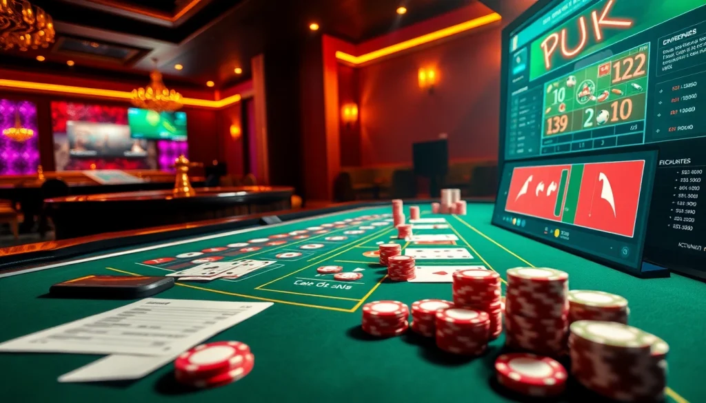 Kèo nhà cái 5 betting action at a luxurious casino poker table with vibrant chips and cards