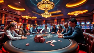 Experience the thrill of high-stakes gaming at Man88’s glamorous casino table.