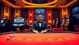 Experience the thrill of betting at nhà cái tobet88 with vibrant visuals of casino games and online gambling.