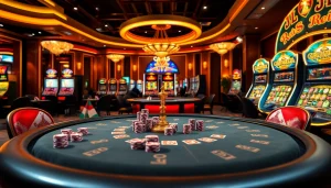Engage in exciting games at https://789f.living/ featuring beautiful casino settings with professionals dealing cards and vibrant slot machines.