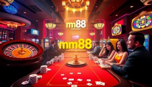 Experience the excitement of mm88 casino with vibrant tables, thrilling players, and vivid lights.