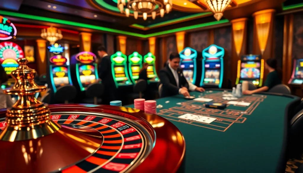Engage with top-tier gambling experiences at bong88.casa featuring a lively roulette and blackjack scene.