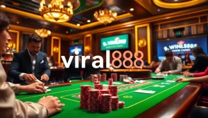 Experience the excitement of viral88 with players engaged in a high-stakes casino setting.
