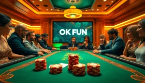 Experience the excitement of gambling at OK FUN with vibrant poker games and thrilling casino atmosphere.