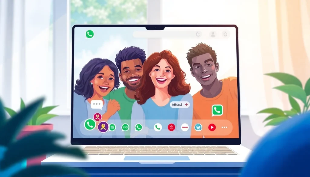 通过 WhatsApp Web 与朋友进行视频通话，展示快连官网的功能。