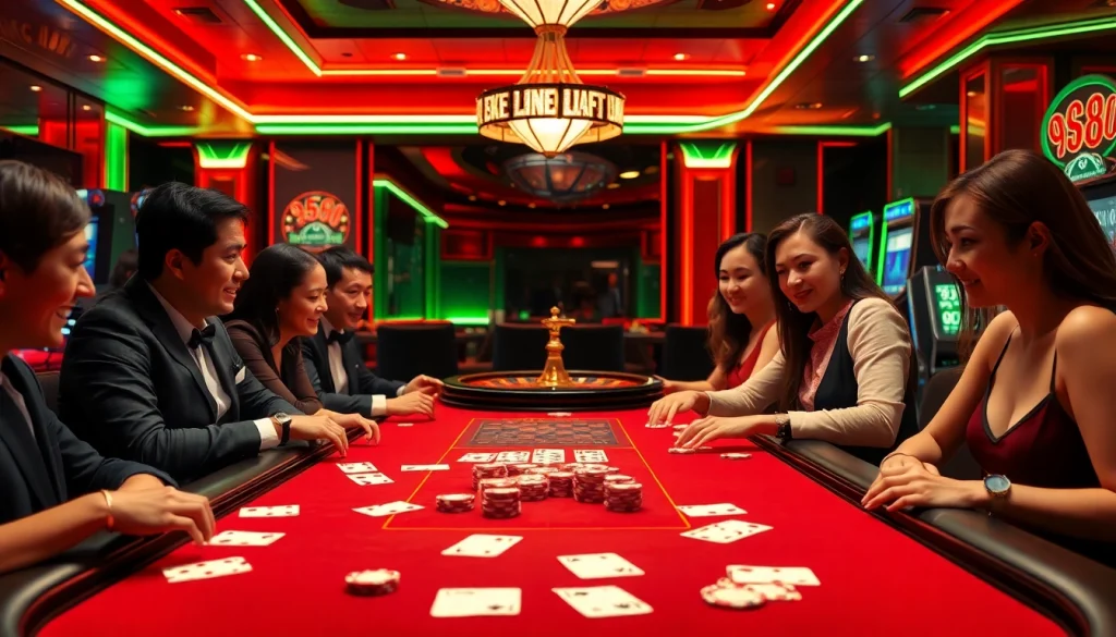 Engaging players at a vibrant table in s88 nhà cái casino, showcasing excitement and elite gaming.