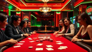 Engaging players at a vibrant table in s88 nhà cái casino, showcasing excitement and elite gaming.