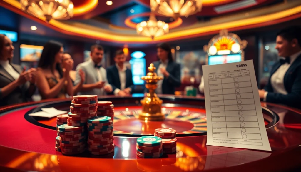 Experience the thrill of RR88 at a vibrant roulette table with excited players and shining poker chips.