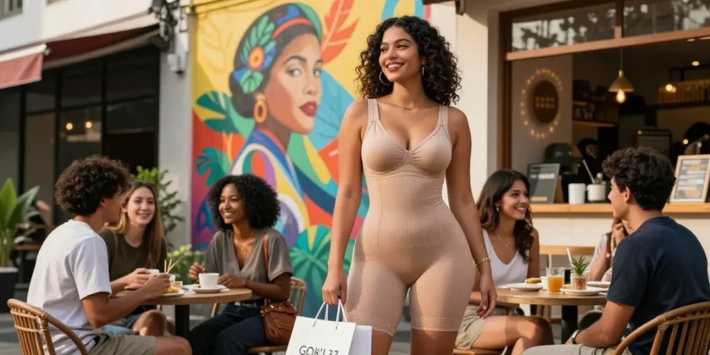 GOKIL33 menawarkan Colombian shapewear galess di tengah suasana kota Jakarta, menampilkan fashion modern dan tren terkini.